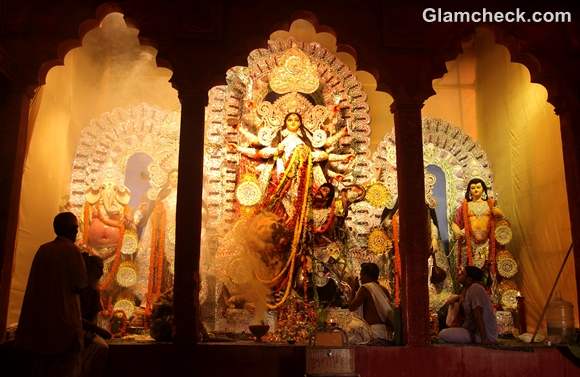 Durga Puja pandals podiums