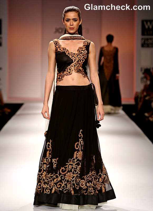 WIFW S-S 2013 Joy Mitra Collection black lehenga