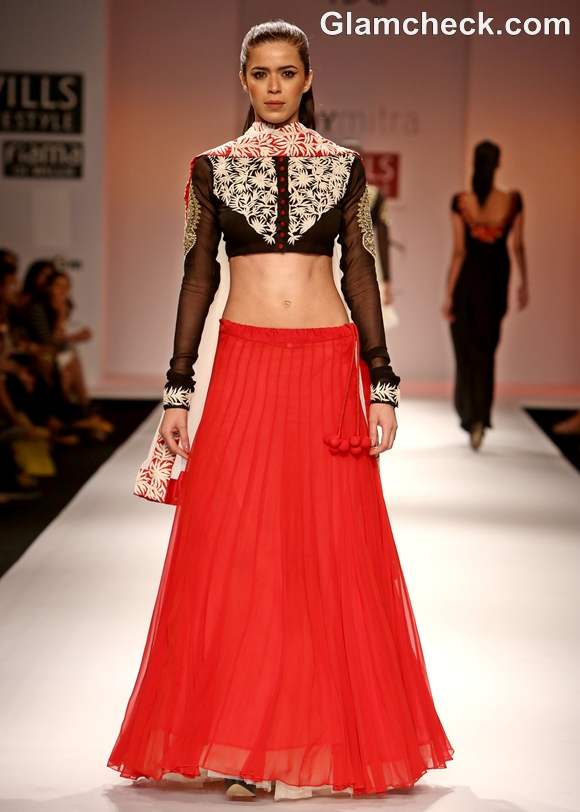 WIFW S-S 2013 Joy Mitra Collection lehnga red black
