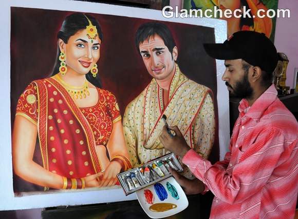 Artist Rubel Completes Tribute Painting Prior to Saif-Kareena Court Marriage