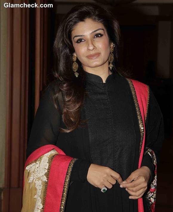 Raveena Tandon launches cancer detection kit in Sabyasachi dress
