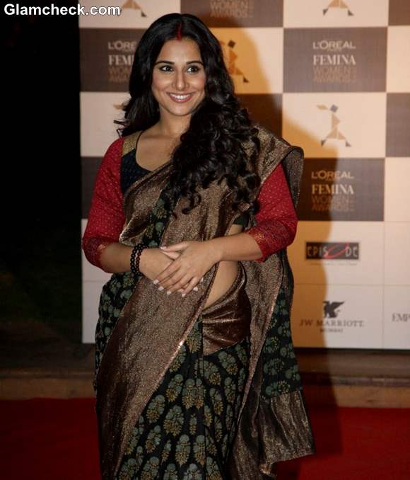 Vidya Balan in Black Saree at LOreal Paris Femina Women Awards 2013