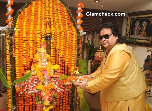 Bappi Lahiri during the Ganesh Chaturthi celebrations at his residence
