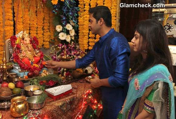 Shreyas Talpade during the Ganesh Chaturthi celebrations at his residence