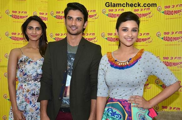 Vaani Kapoor Sushant Singh Rajput and Parineeti Chopra Promote Shudh Desi Romance on Radio Mirchi