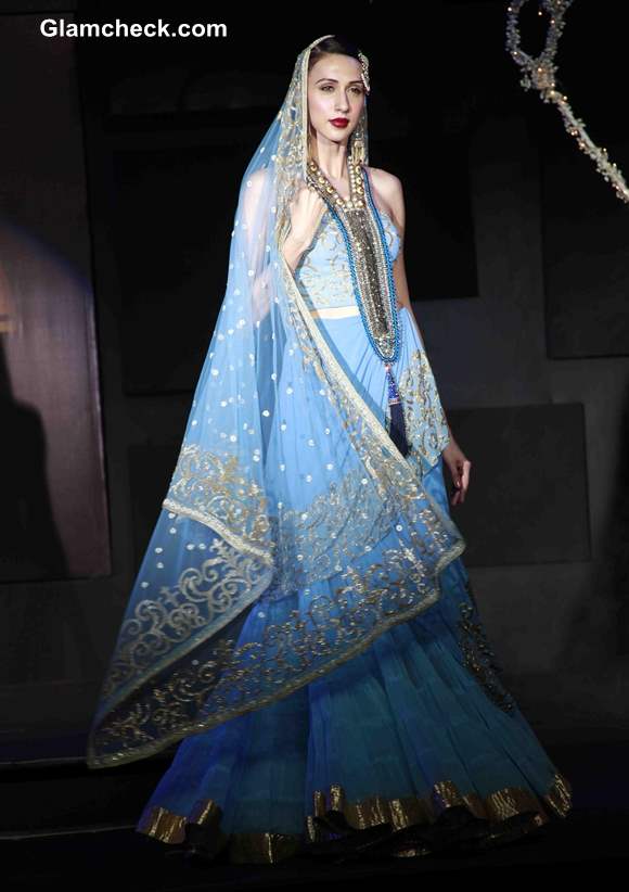 2013 Blenders Pride Fashion Tour Suneet Varma Blue Lehenga
