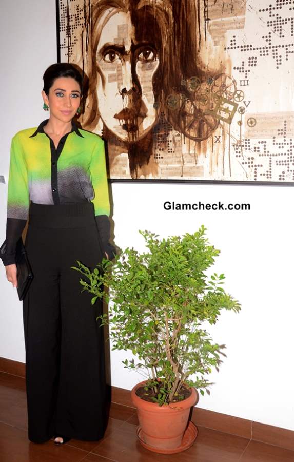 Karisma Kapoor in Green and Black outfit at Bal Disha Art Exhibition in Mumbai