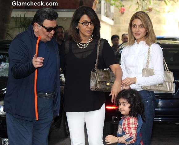 Rishi Kapoor Neetu Singh and daughter Riddhima Kapoor Sahni