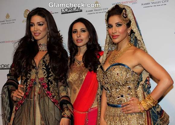 Sophie Choudry and Sahar Biniaz for Mandira Wirk at IBFW 2013 Mumbai
