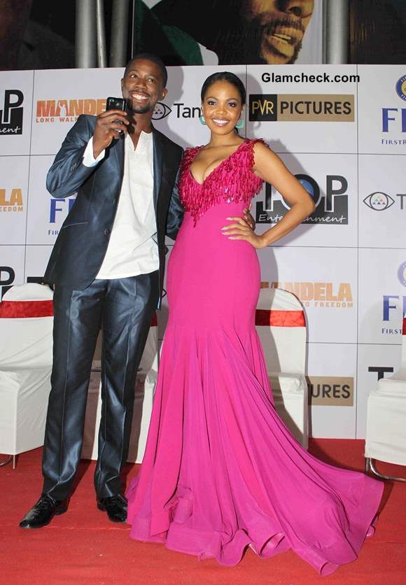 Terry Pheto and Atandwa Kani 2014 at India Premiere of Mandela Long Walk to Freedom