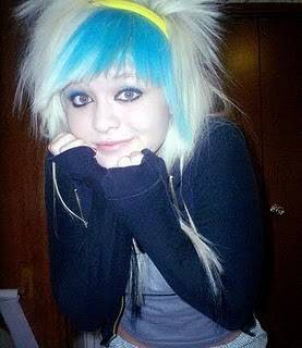 Funky hair color blue