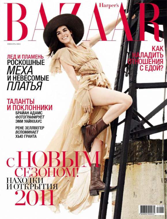 Hilary Rhoda for Harpers Bazaar Russia January 2011 cover