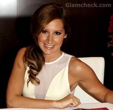 Ashley Tisdale side swept loose pony tail
