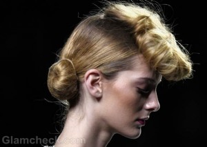 Hairstyle vintage pompadour with bun Kina Fernandez fall-winter-2012