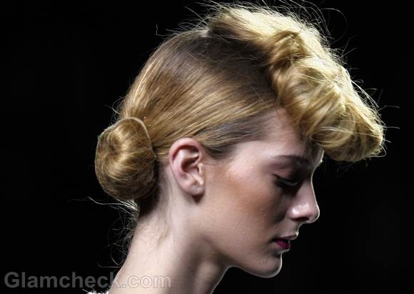 Hairstyle vintage pompadour with bun Kina Fernandez fall-winter-2012