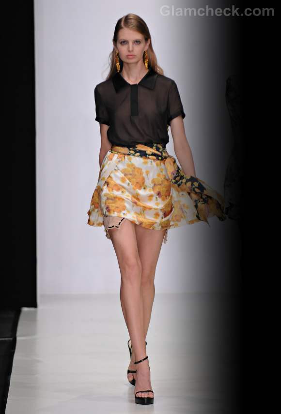 Style pick floral chiffon yellow mini skirt s-s-2012 viva vox