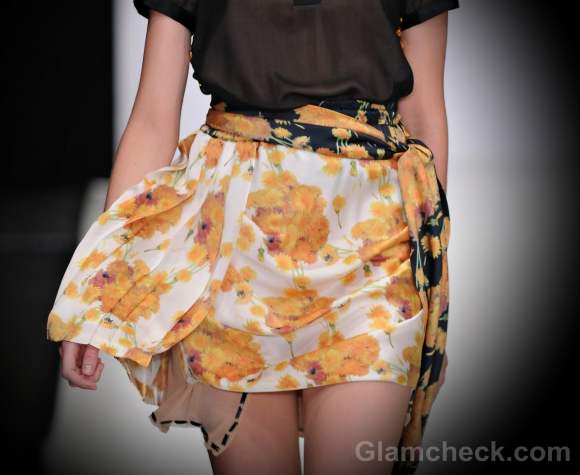 Style pick floral chiffon yellow mini skirt viva vox s-s-2012