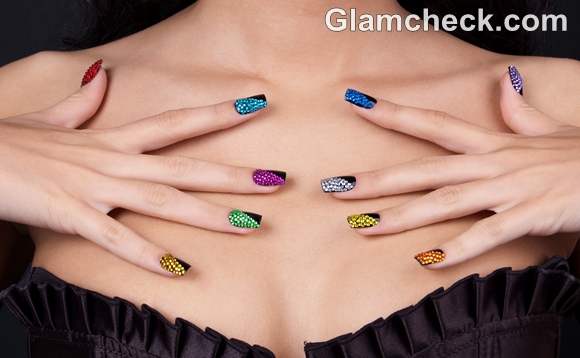 DIY Nail Art : Multi-colored Crystal Nails