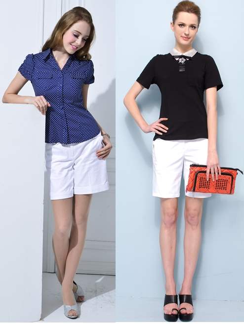 White Shorts with Collared Shirts or Tops