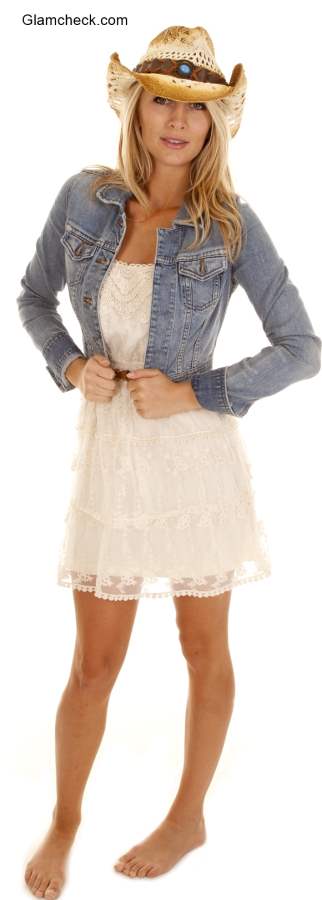White Dress with Denim Jacket